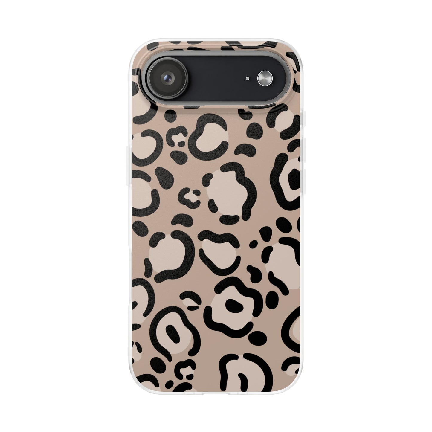 Beige Black Leopard Print Flexi Case for Apple iPhone and Samsung Galaxy.