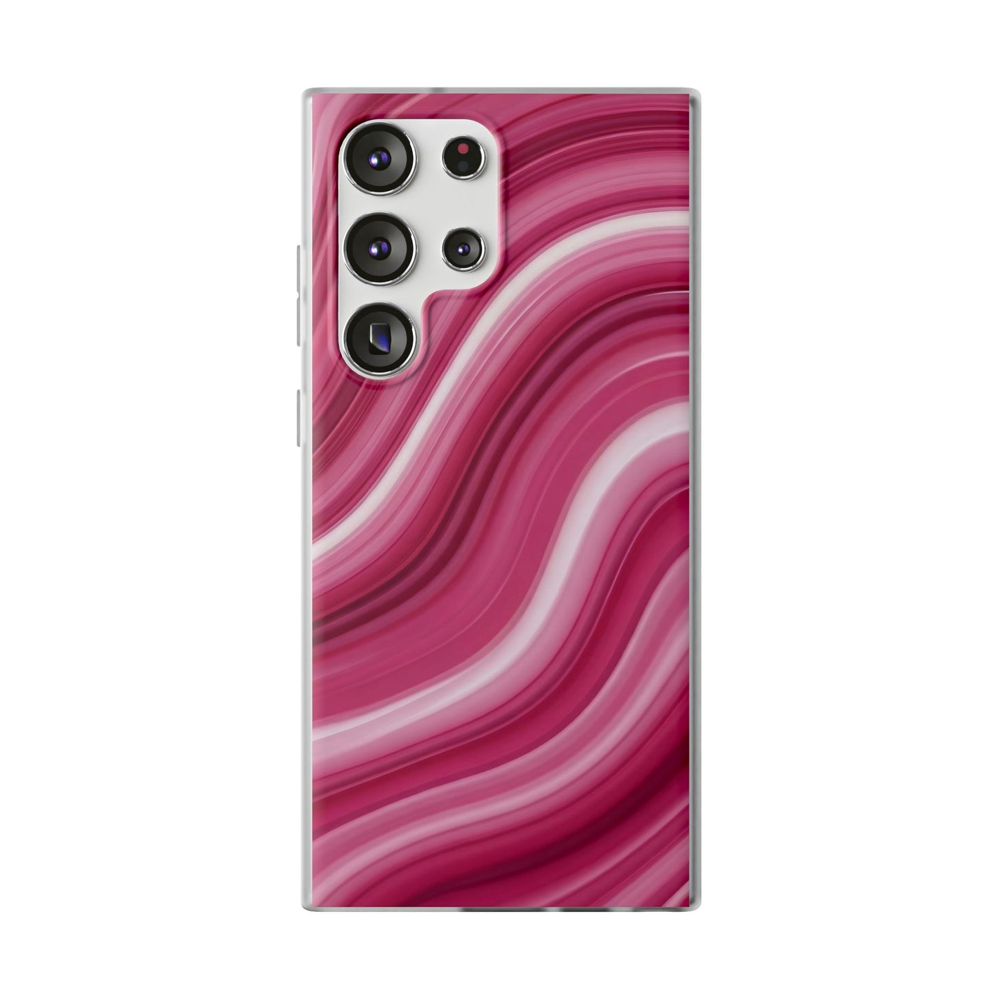 Pink Marble Wave Phone Case — Abstract Swirl Flexi Case for Apple iPhone, Samsung Galaxy.