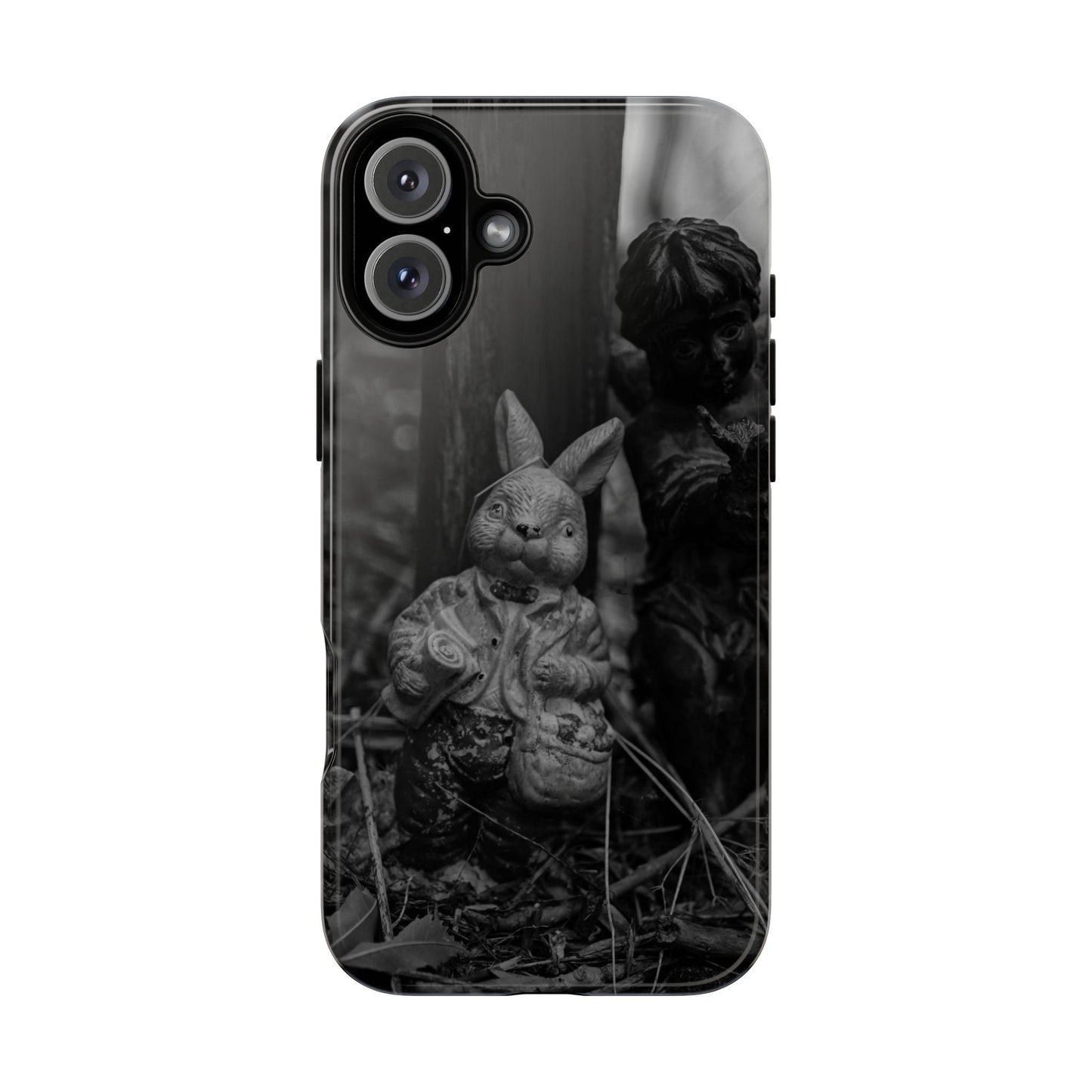 Vintage Gothic Bunny Tough Phone Case — Dark Garden Statue Protective Cover