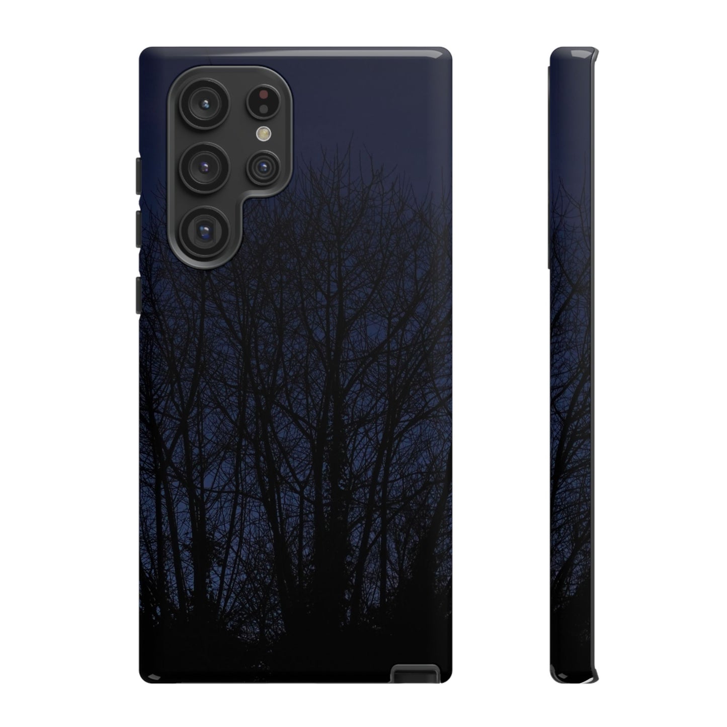 Night Forest Phone Case — Dark Tree Silhouette Protective Tough Case