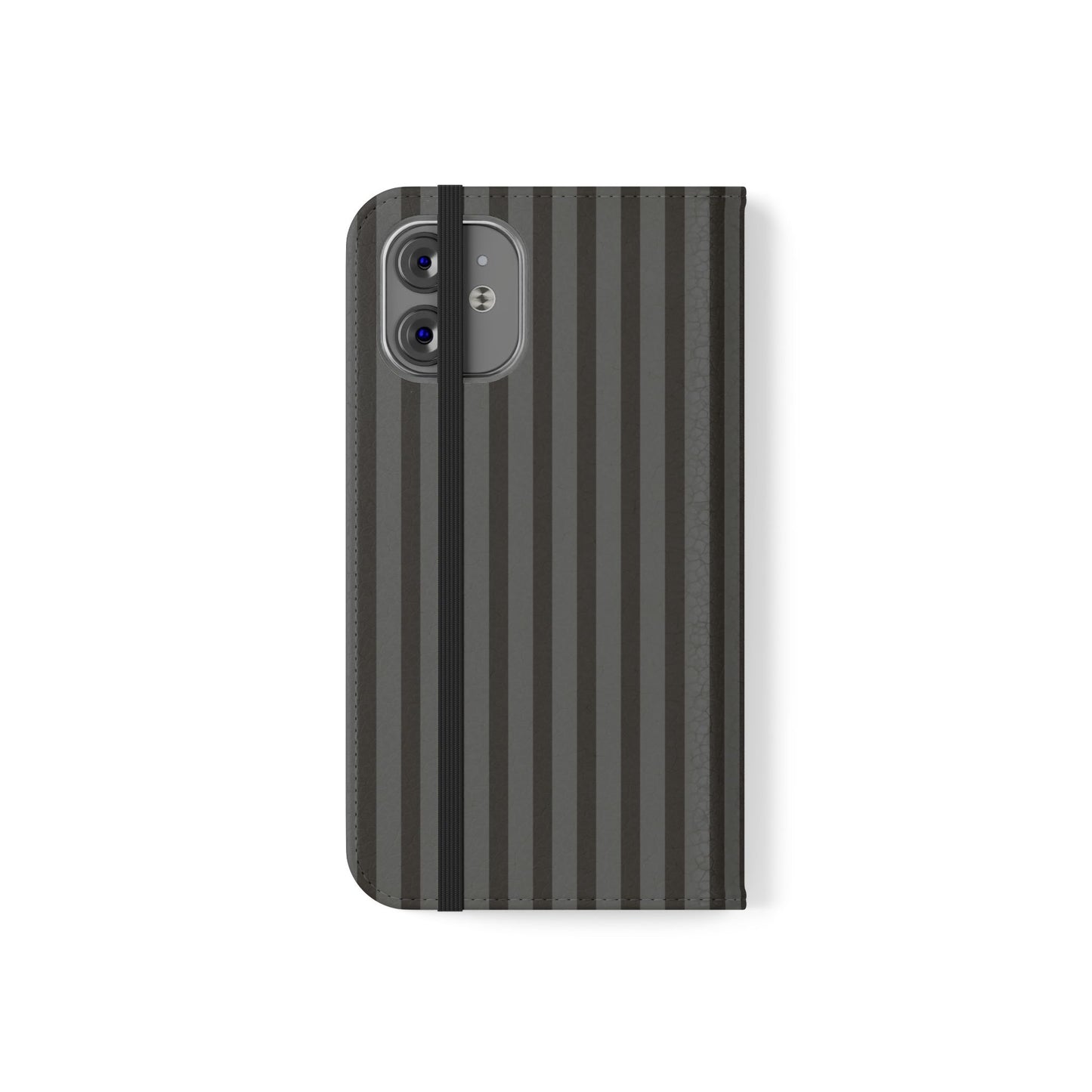 Striped Gray Flip Phone Case — Wallet Flip Case with Card Slots