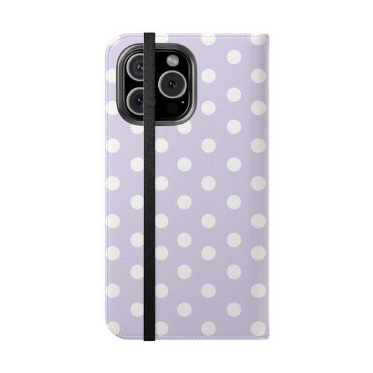 Polka Dot Flip Phone Case — Violet Polka Dot Wallet Cover