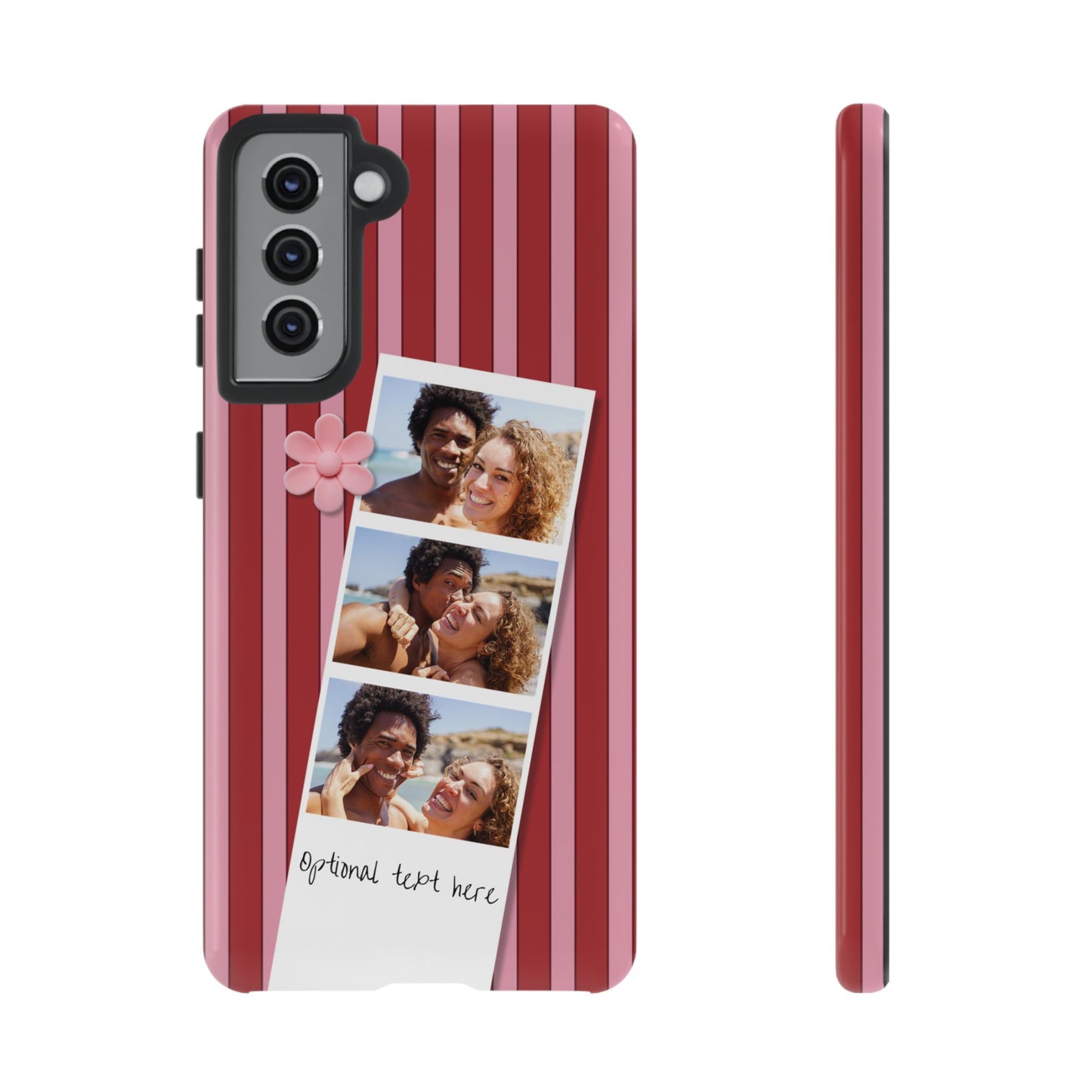 Customisable Three Photo Personalised Collage Tough Phone Case for Apple iPhone, Samsung Galaxy and Google Pixel.