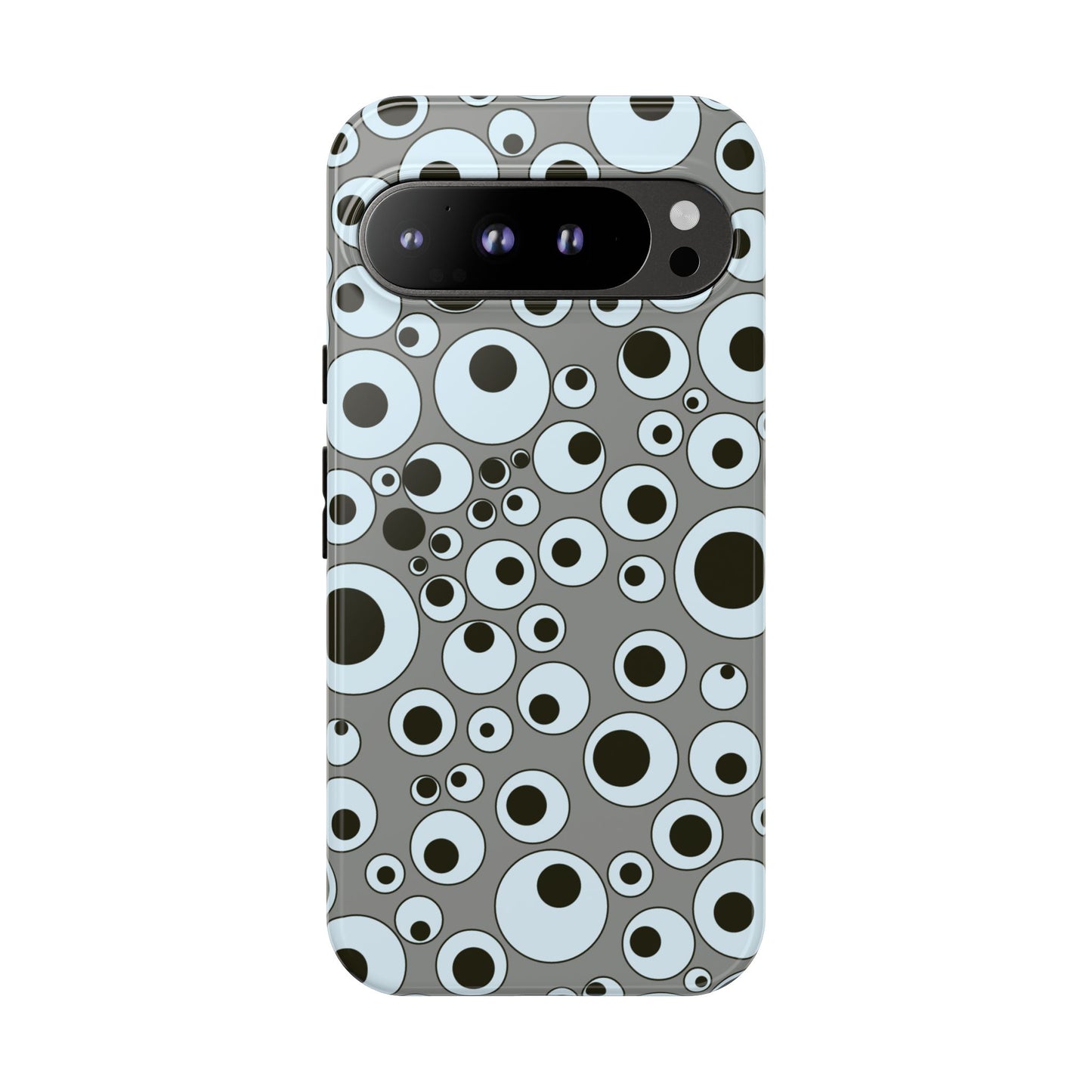 Bubble Pattern Tough Phone Case – Grey Retro Polka-Dot Design