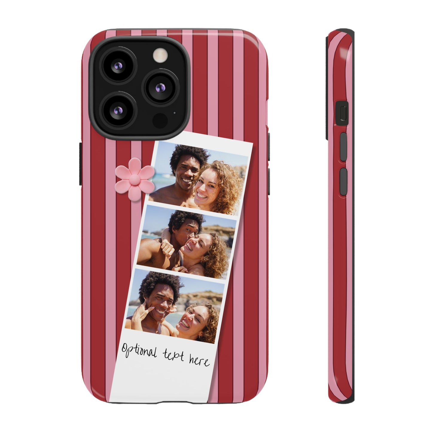 Customisable Three Photo Personalised Collage Tough Phone Case for Apple iPhone, Samsung Galaxy and Google Pixel.