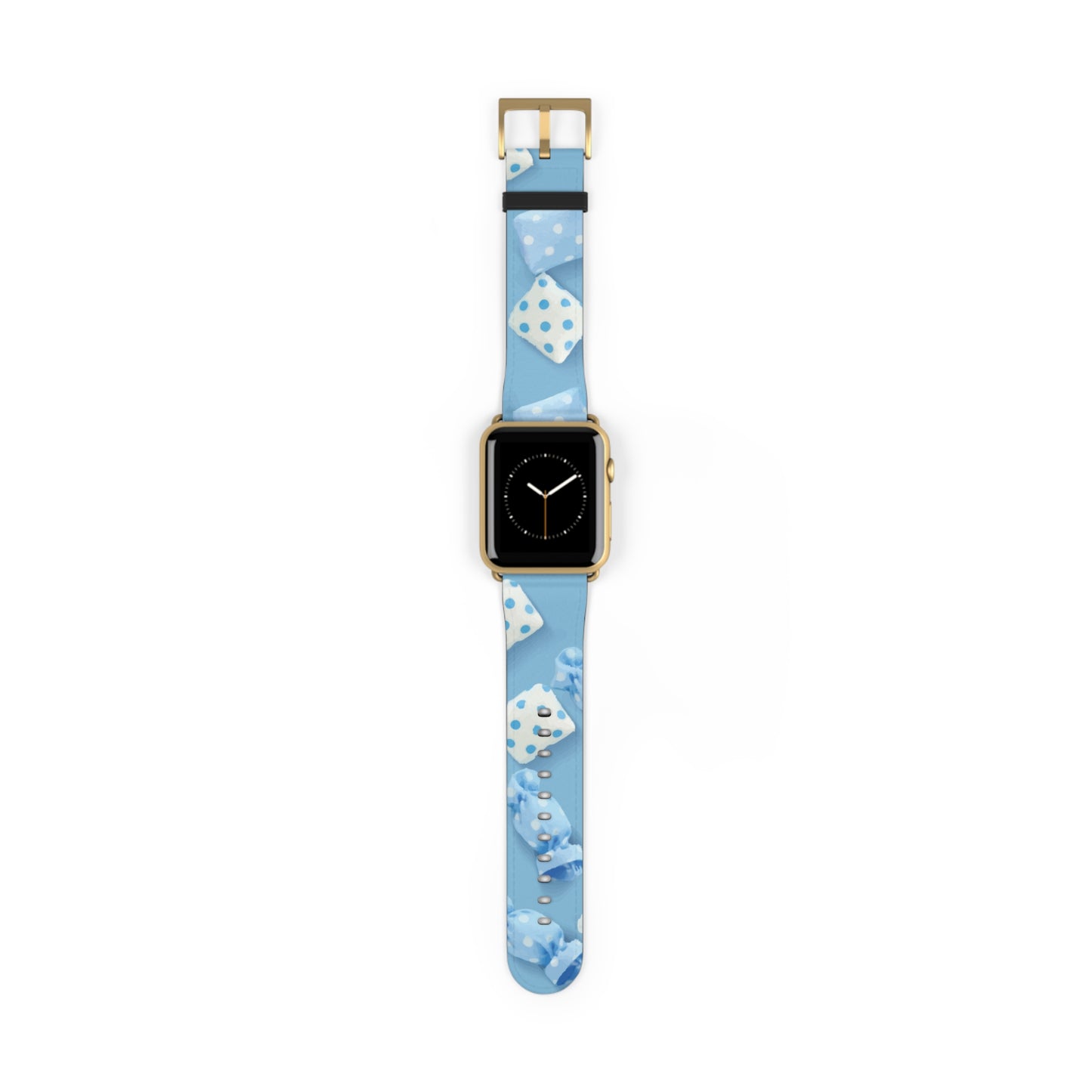 Apple Watch strap in pastel blue candy style, colorful accessory for everyday wear, faux-leather band with steel buckle