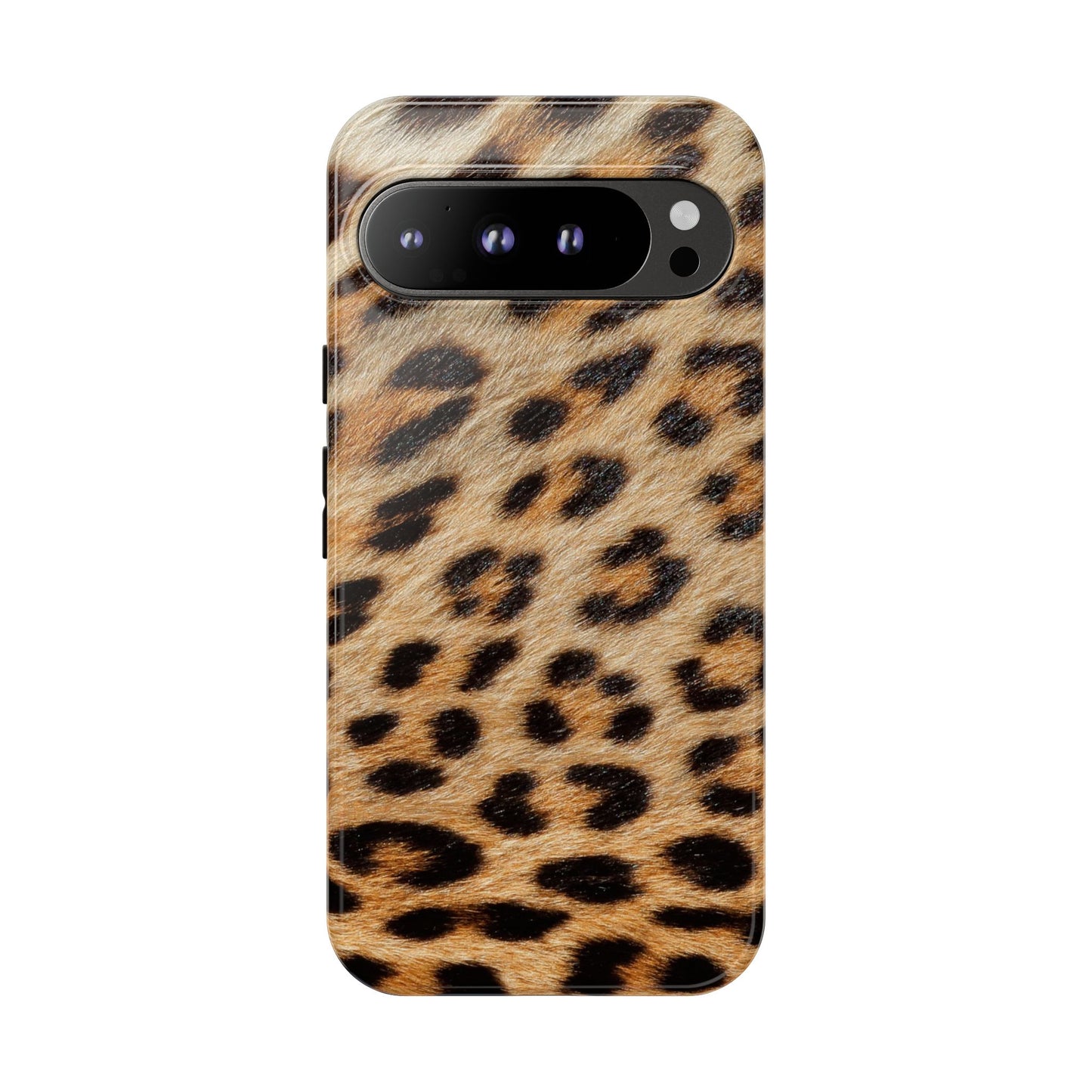 Leopard Print Tough Phone Case — Durable Protective Case with Wild Animal Fur Design