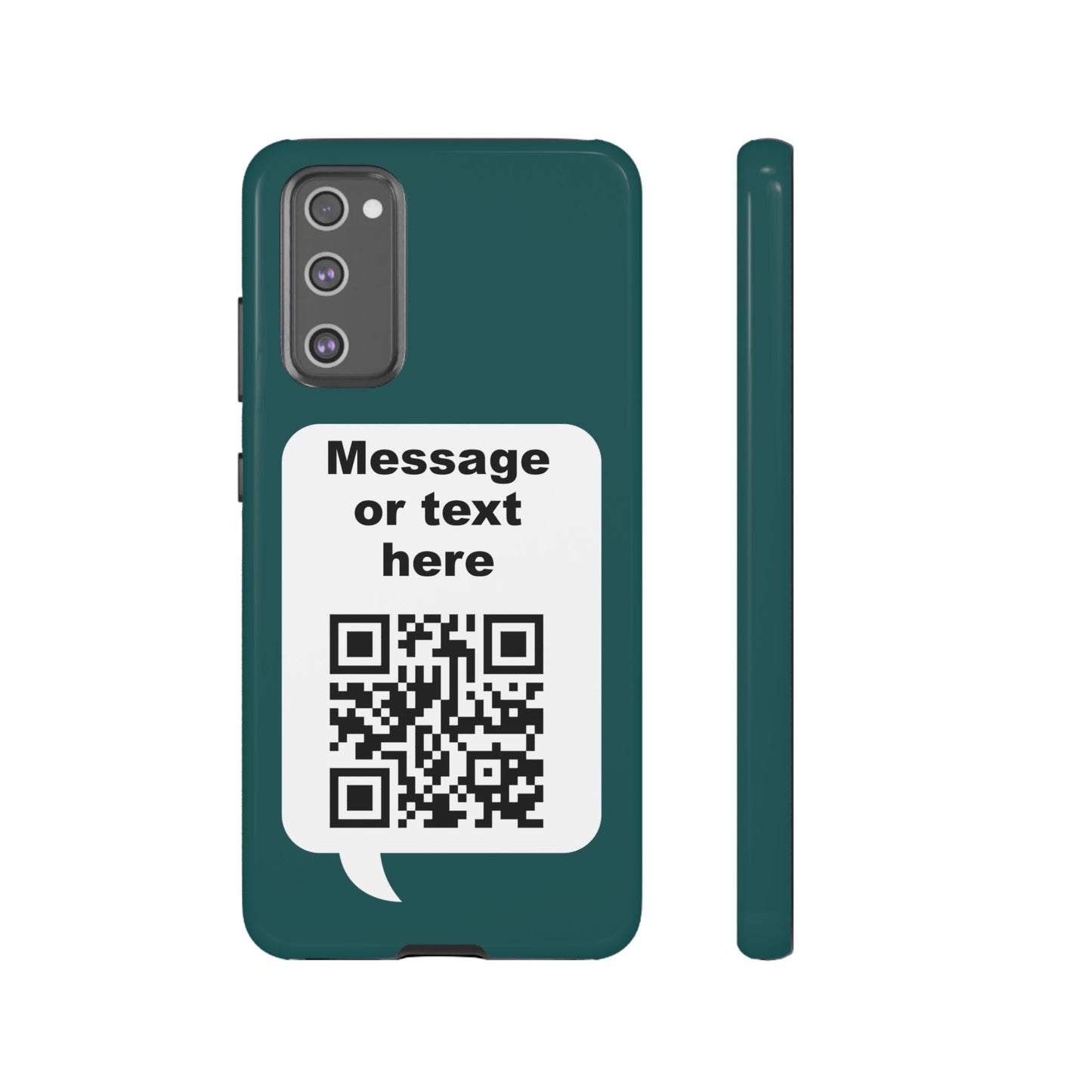 Custom QR Code Tough Phone Case — "Custom text" Contact Case
