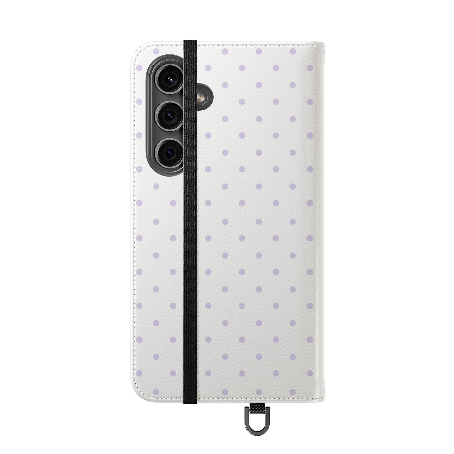 Polka Dot Flip Phone Case — White and Violet Polka Dot Wallet Cover