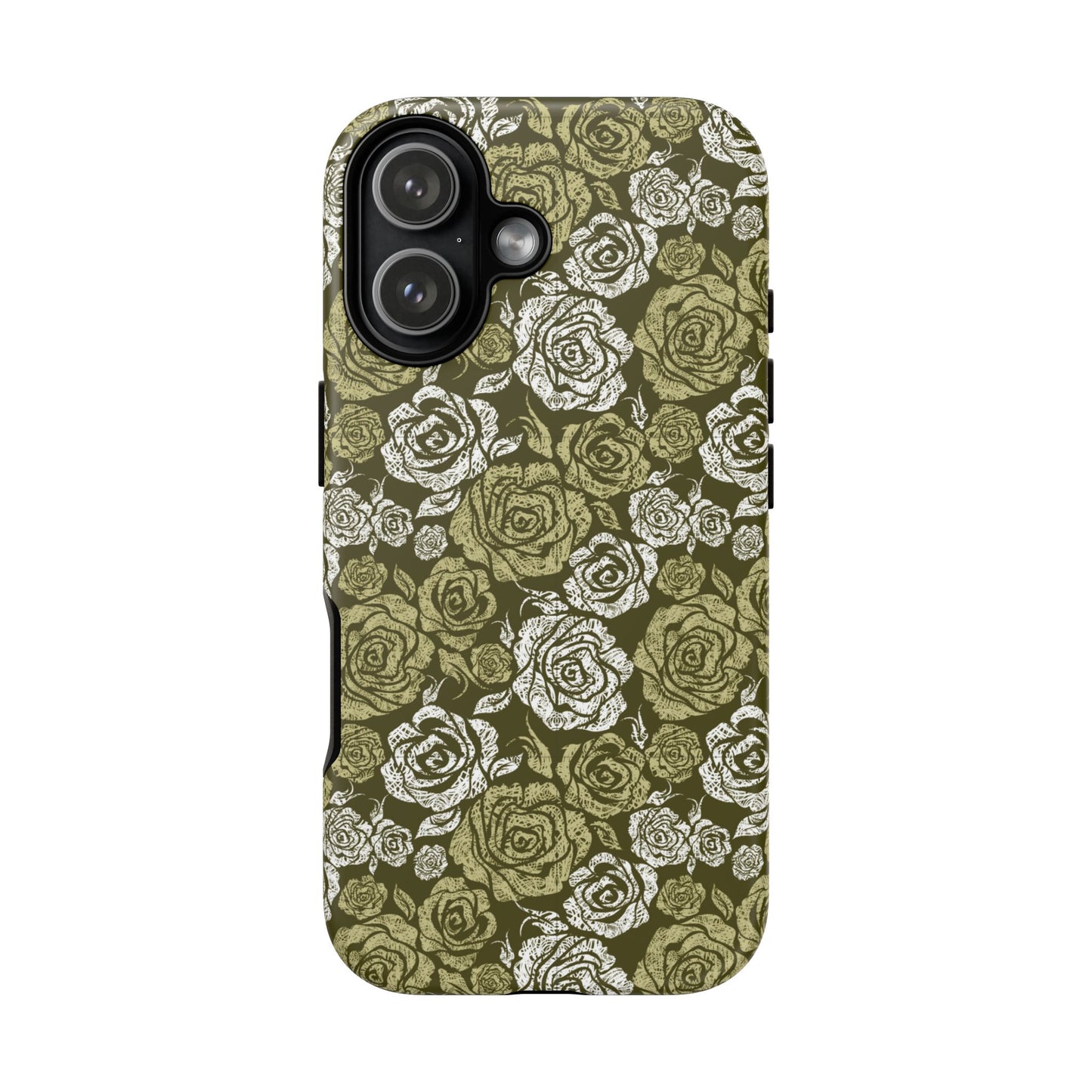 Floral Olive Rose Pattern Tough Phone Case