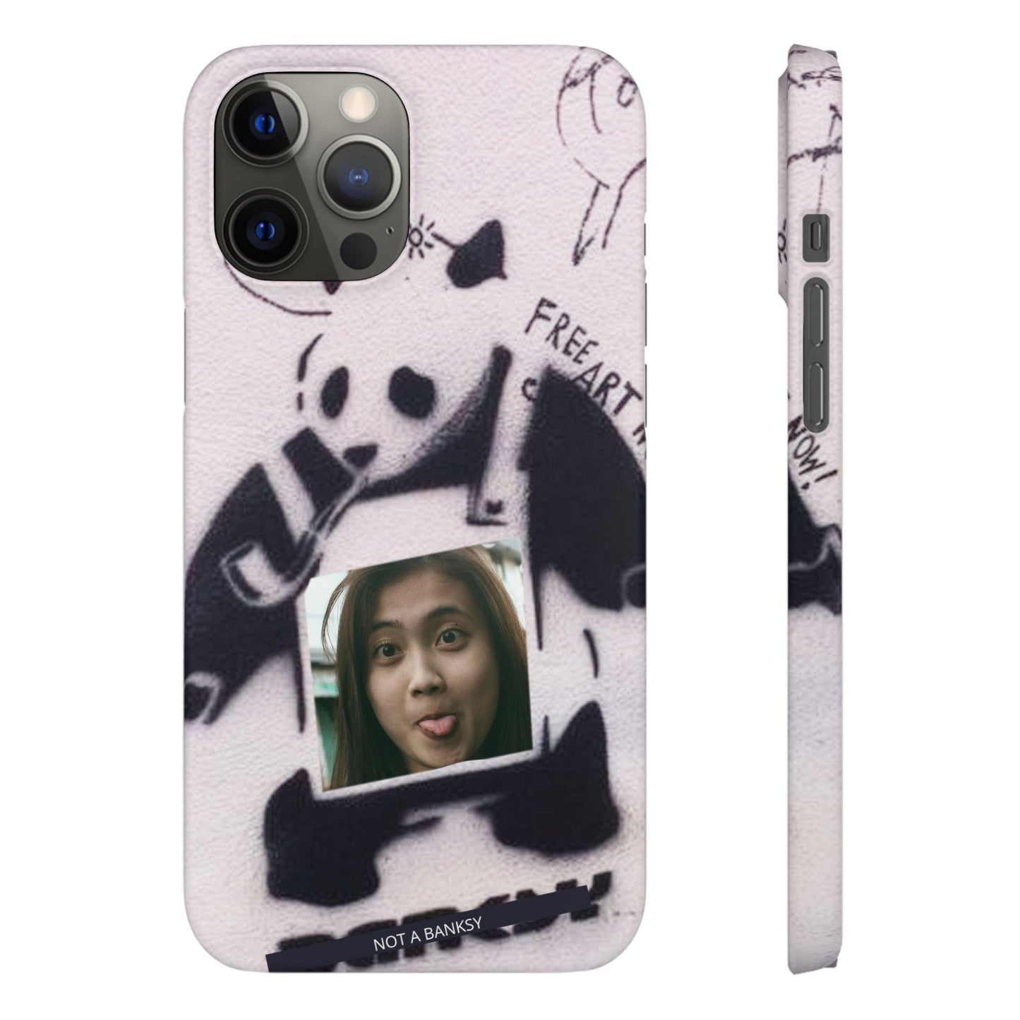 Single Image Personalised Panda Stencil Slim Phone Case for Apple iPhone, Samsung Galaxy and Google Pixel.