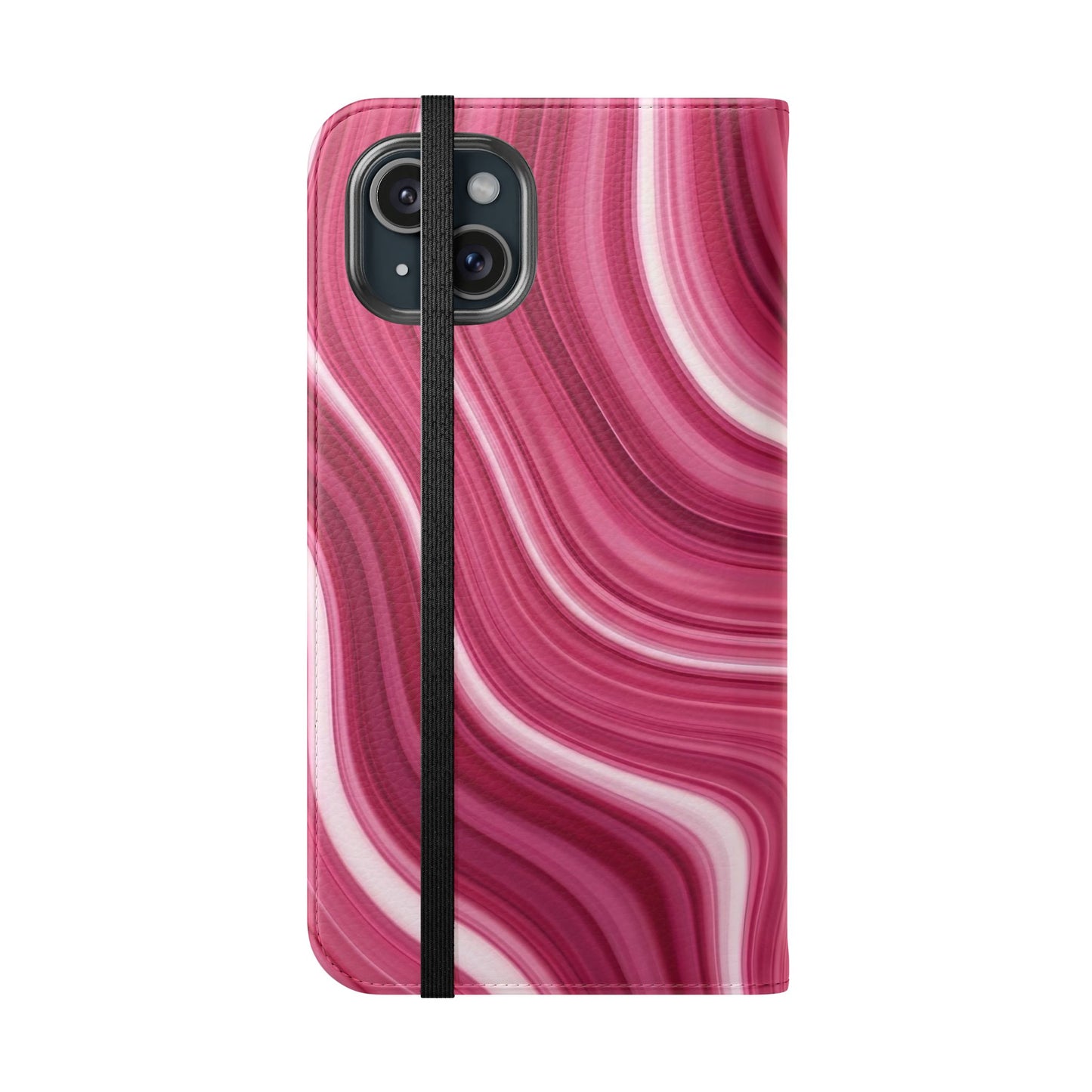Pink Marble Swirl Flip Case — Wallet Phone Cover with Card Slots