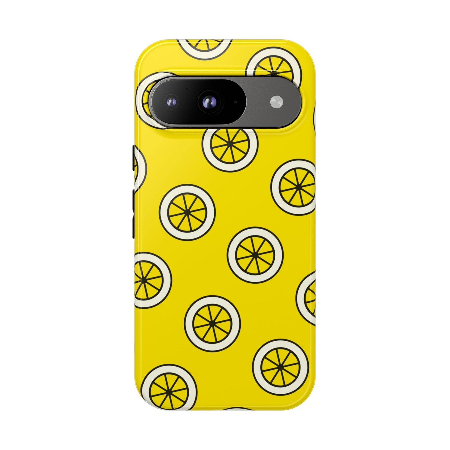 Yellow Lemon Pattern Tough Phone Case — Bright Citrus Protective Cover