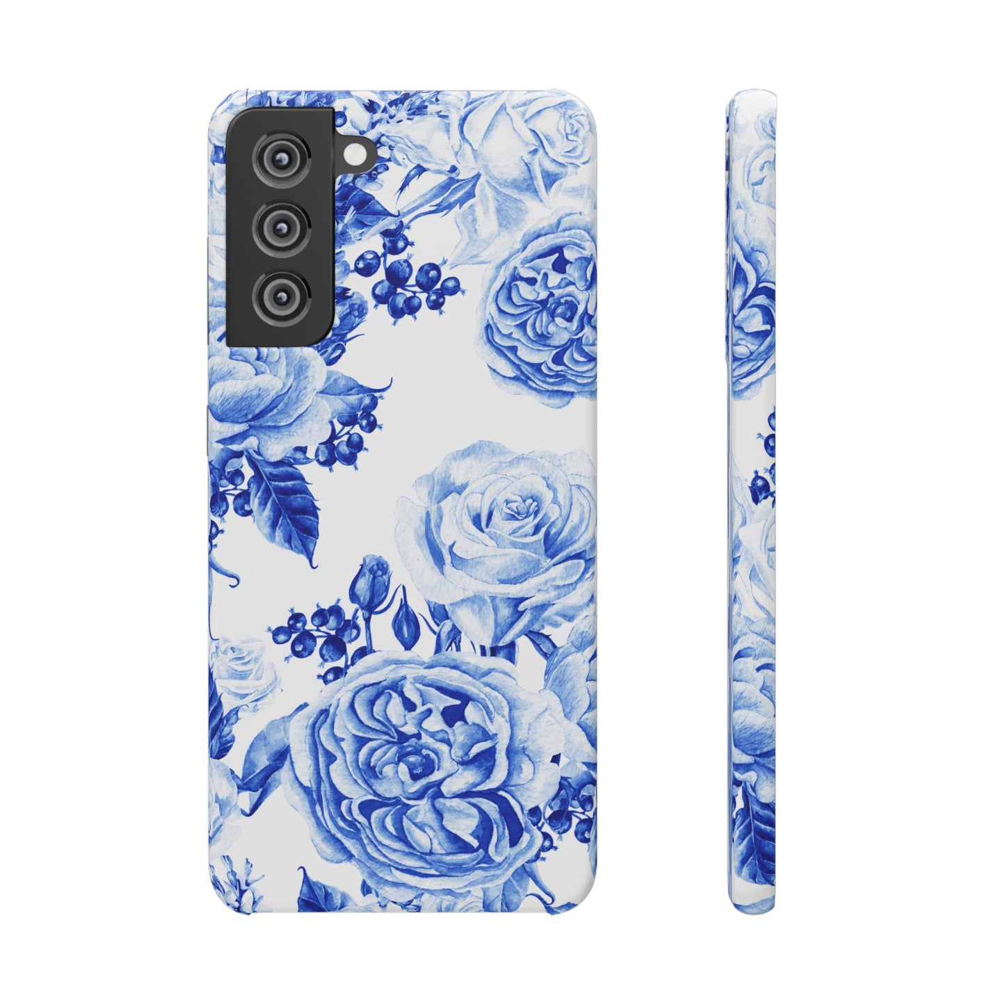 Blue Porcelain Floral Snap Phone Case — Vintage Rose Pattern