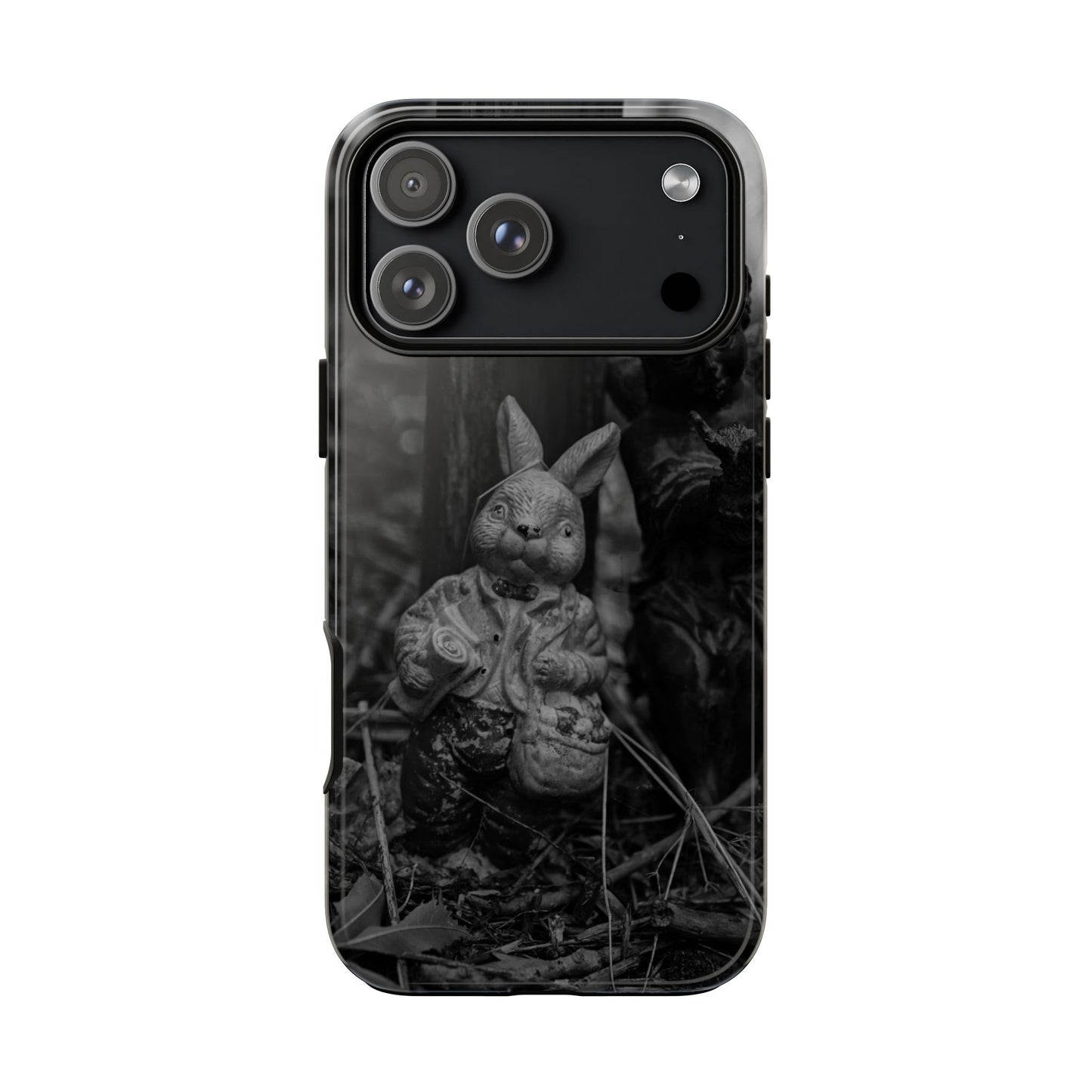 Vintage Gothic Bunny Tough Phone Case — Dark Garden Statue Protective Cover