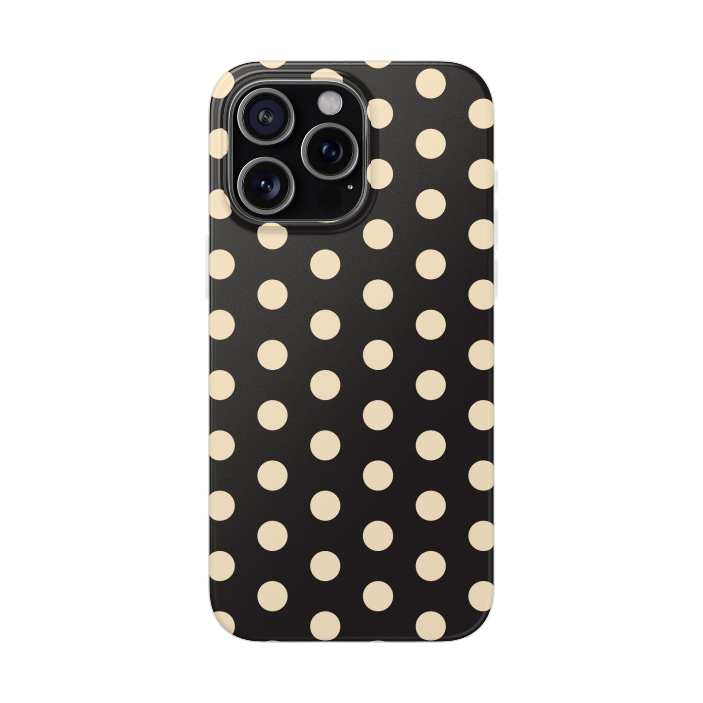 Black & Cream Retro Polka Dot Flexi Case for Apple iPhone, Samsung Galaxy.
