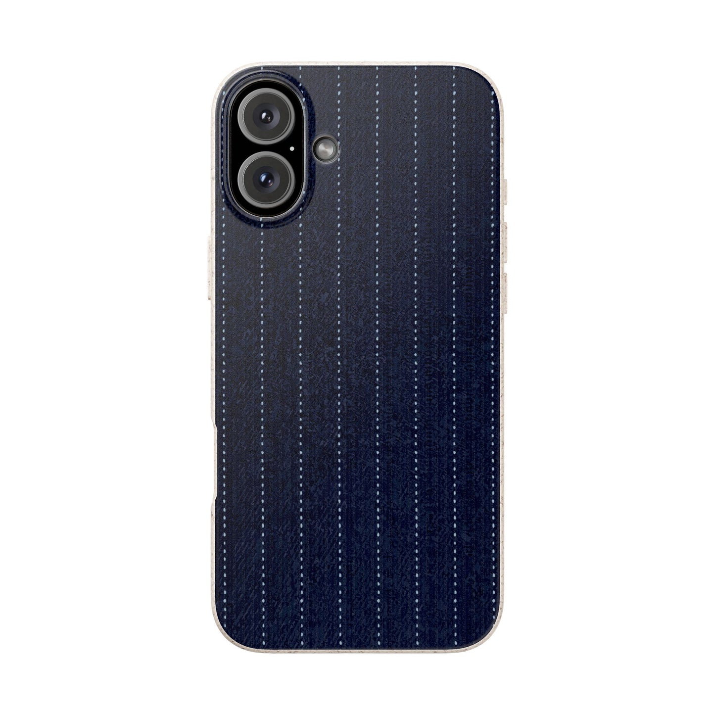 Biodegradable Pinstripe Phone Case — Eco-Friendly Navy Fabric Phone Cover for Apple iPhone and Samsung Galaxy.
