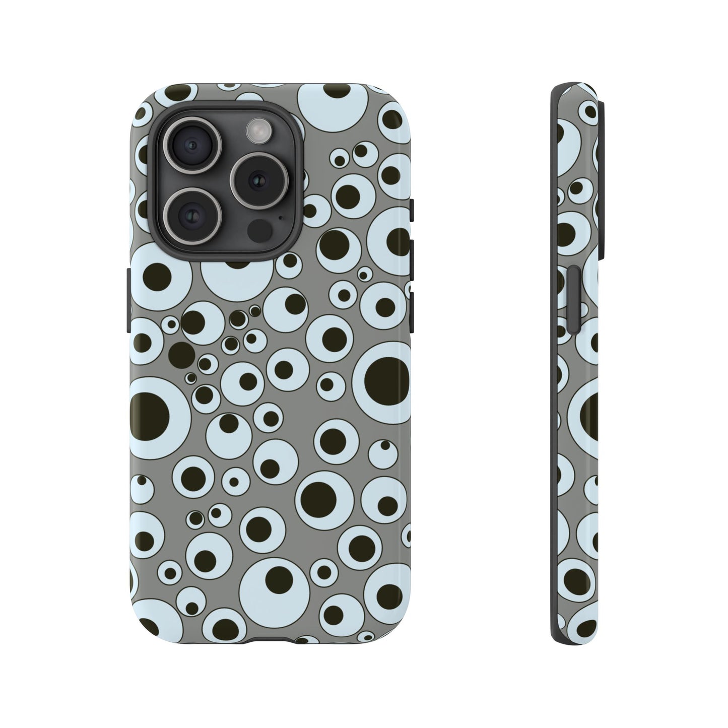 Bubble Pattern Tough Phone Case – Grey Retro Polka-Dot Design