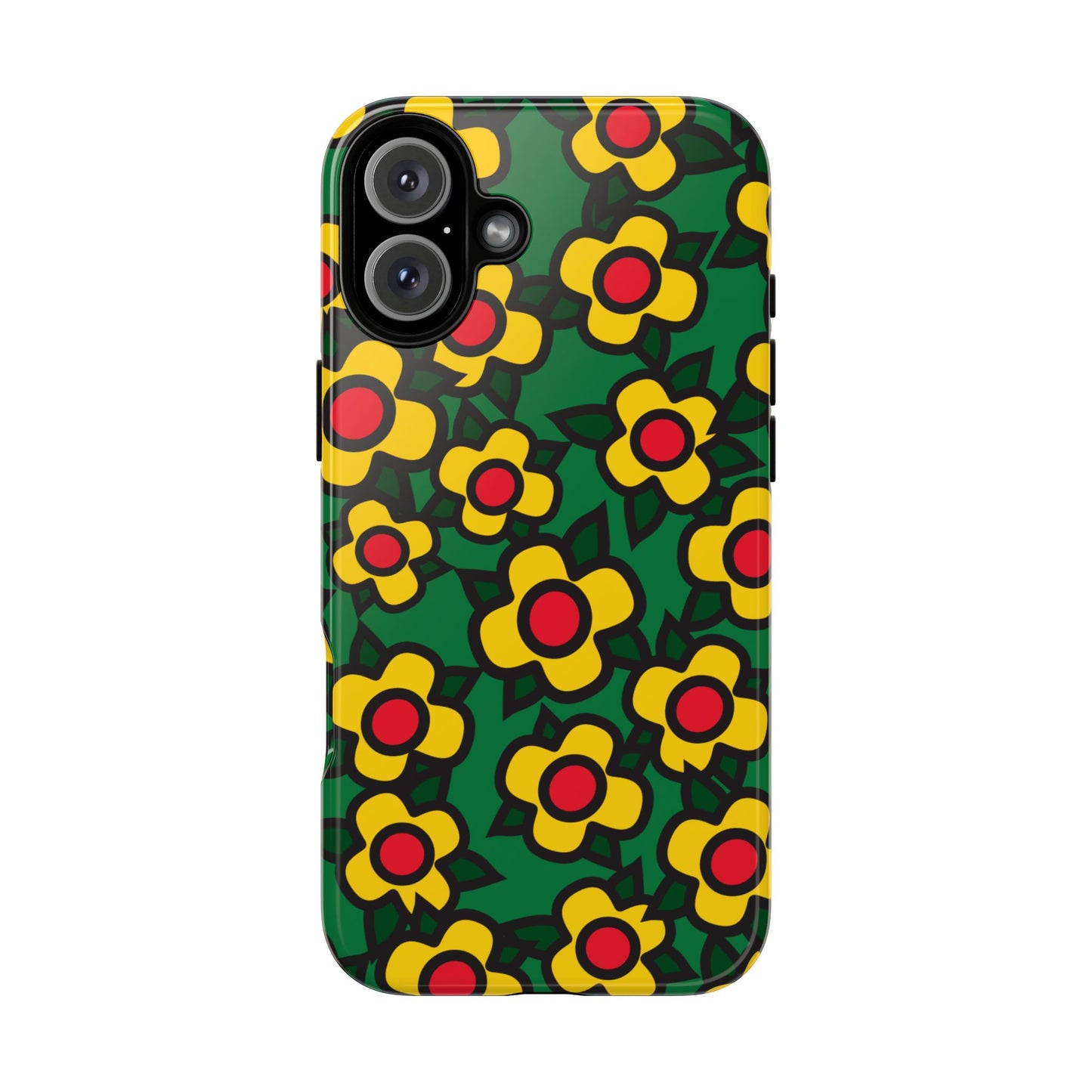 Floral Pop Tough Phone Case — Retro Yellow Red Flower Pattern