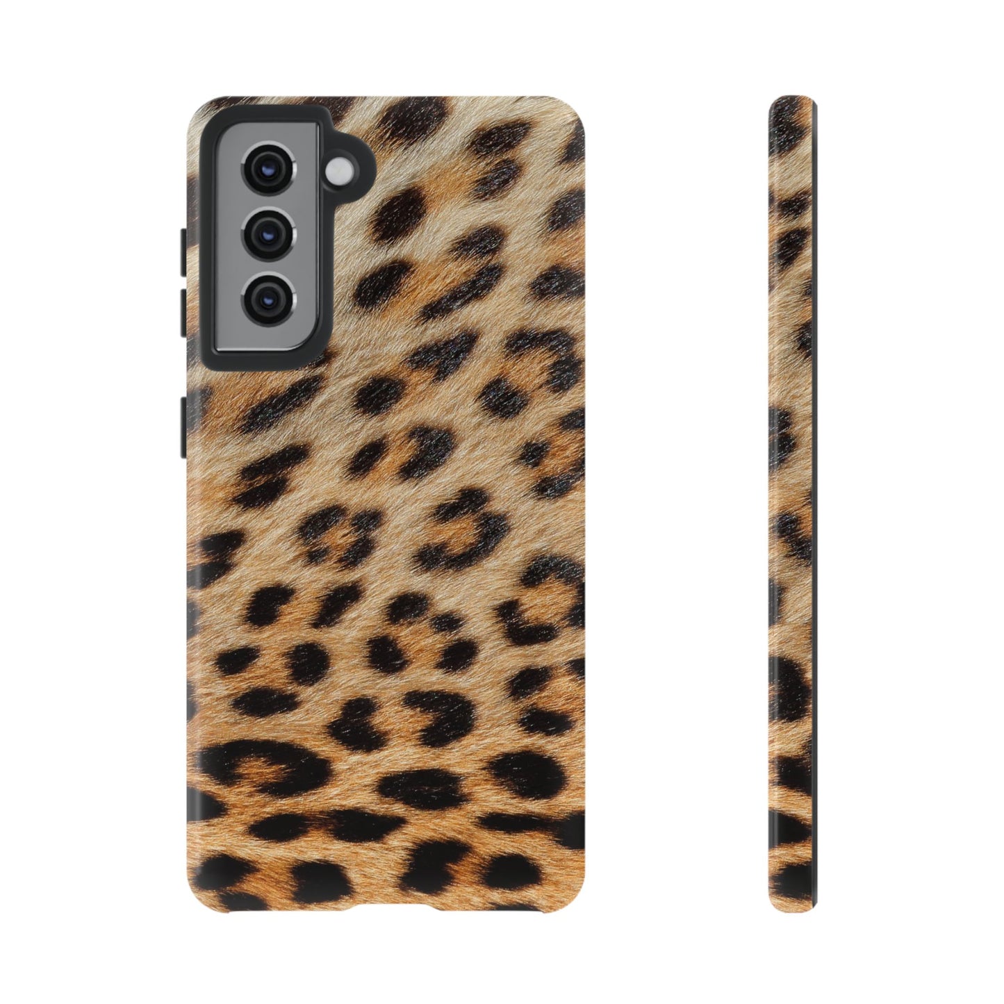 Leopard Print Tough Phone Case — Durable Protective Case with Wild Animal Fur Design