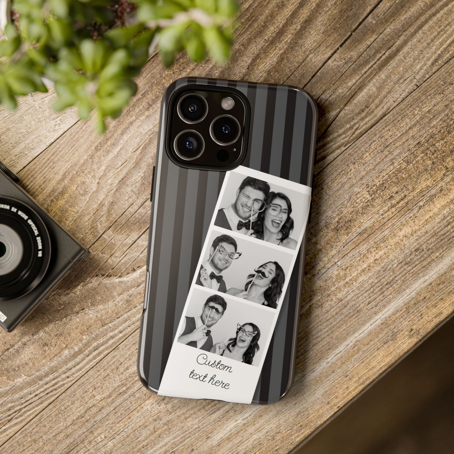 Customisable Three Image Retro Photobooth Design Tough Case for Apple iPhone, Samsung Galaxy and Google Pixel.