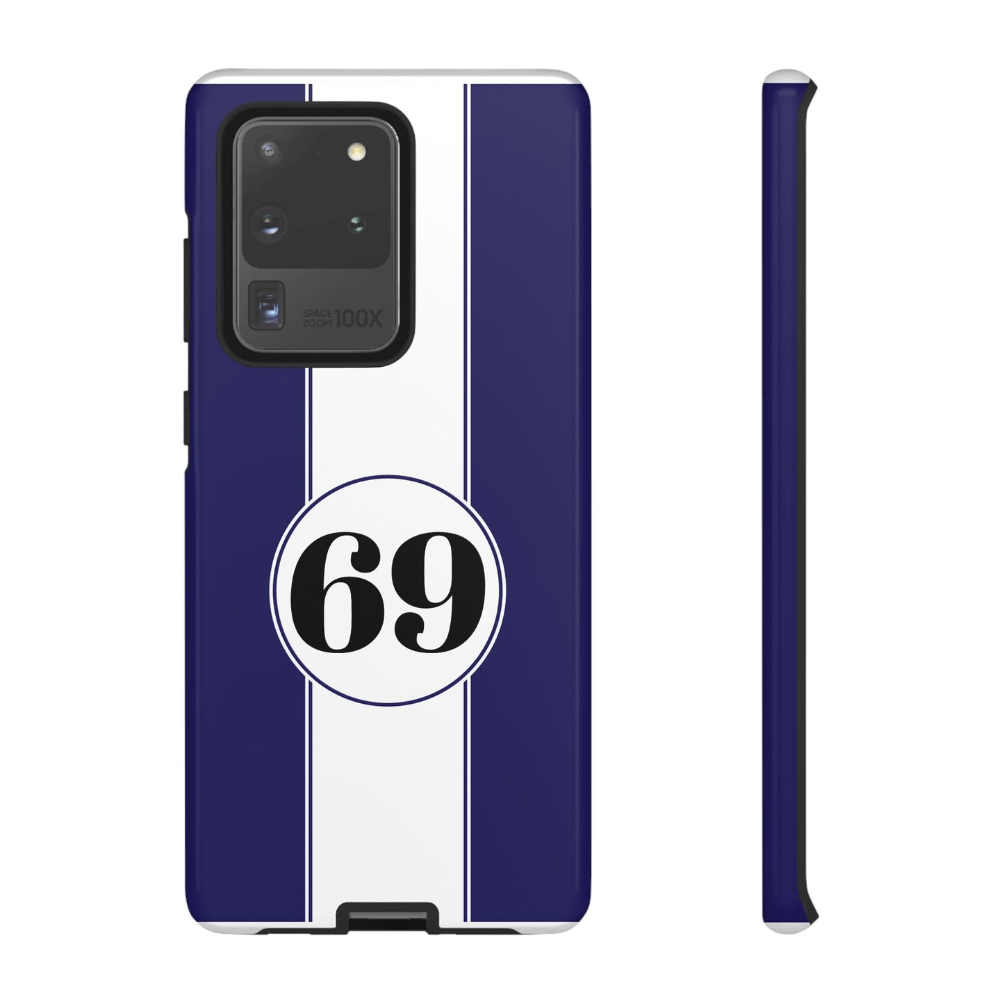 Custom Number Racing Stripe Tough Phone Case for Apple iPhone, Samsung Galaxy and Google Pixel.