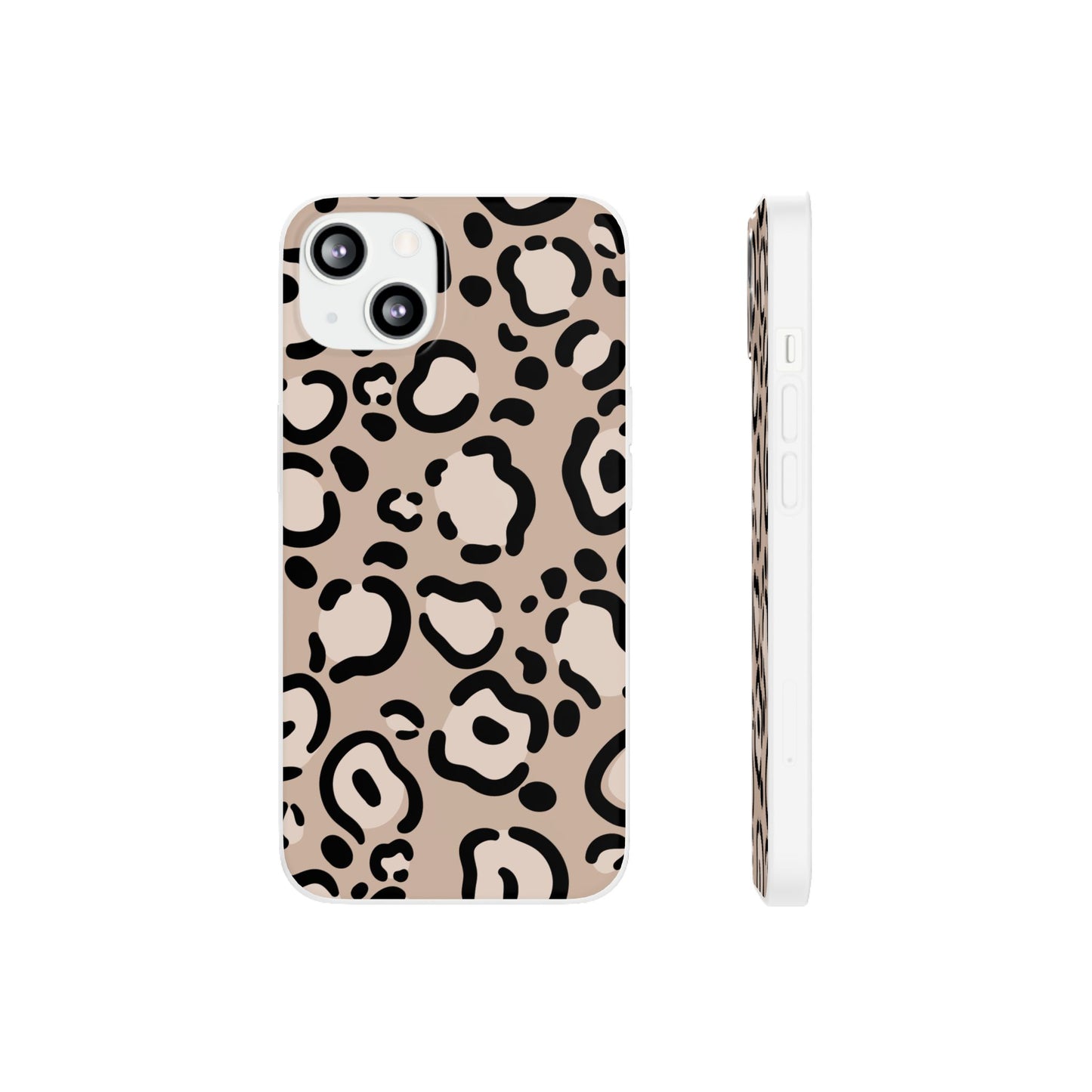 Beige Black Leopard Print Flexi Case for Apple iPhone and Samsung Galaxy.