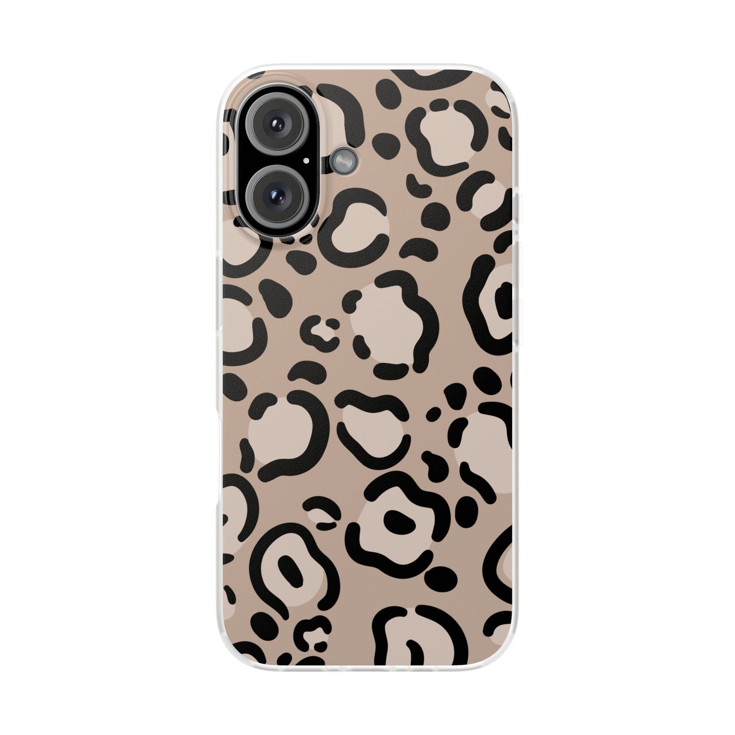 Beige Black Leopard Print Flexi Case for Apple iPhone and Samsung Galaxy.