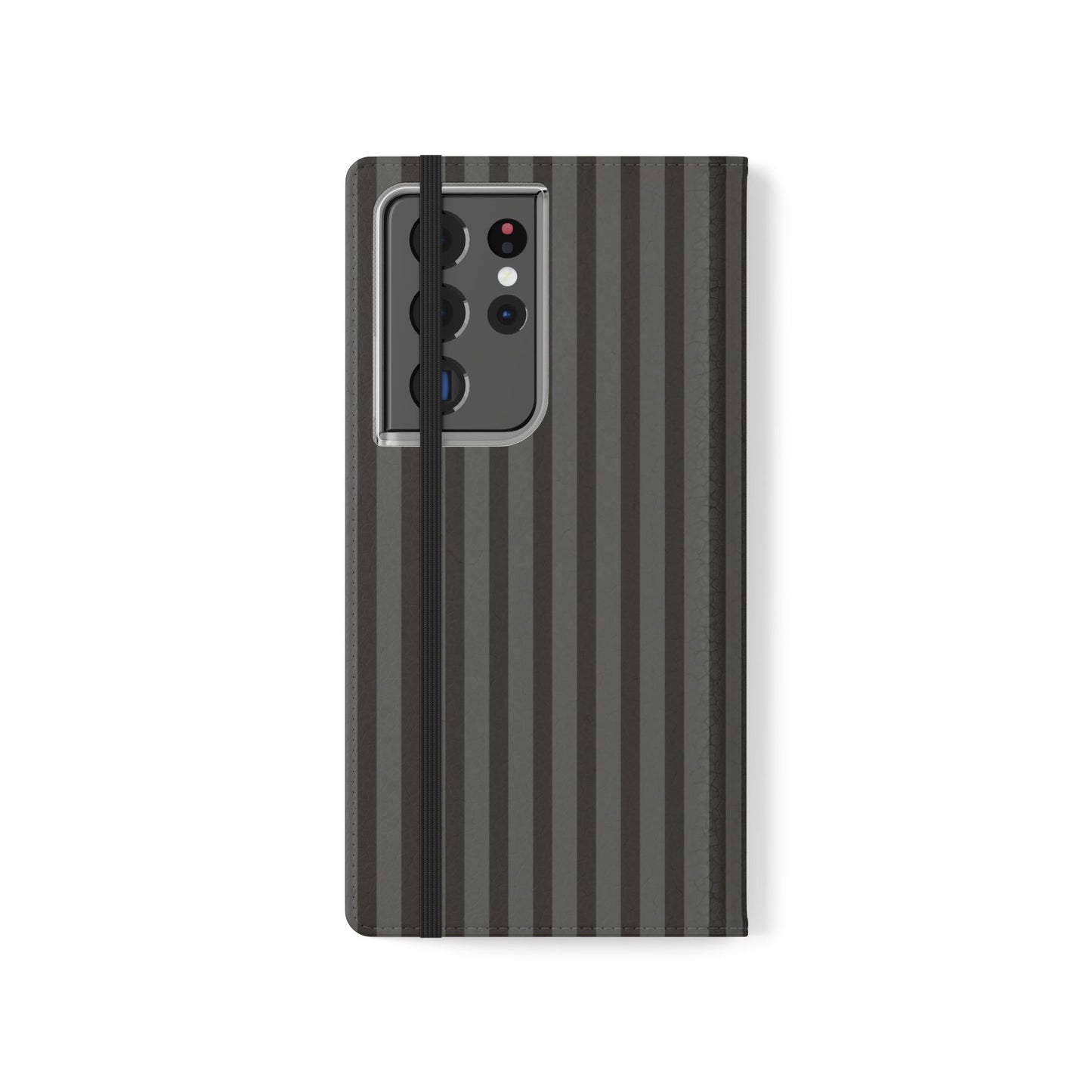 Striped Gray Flip Phone Case — Wallet Flip Case with Card Slots