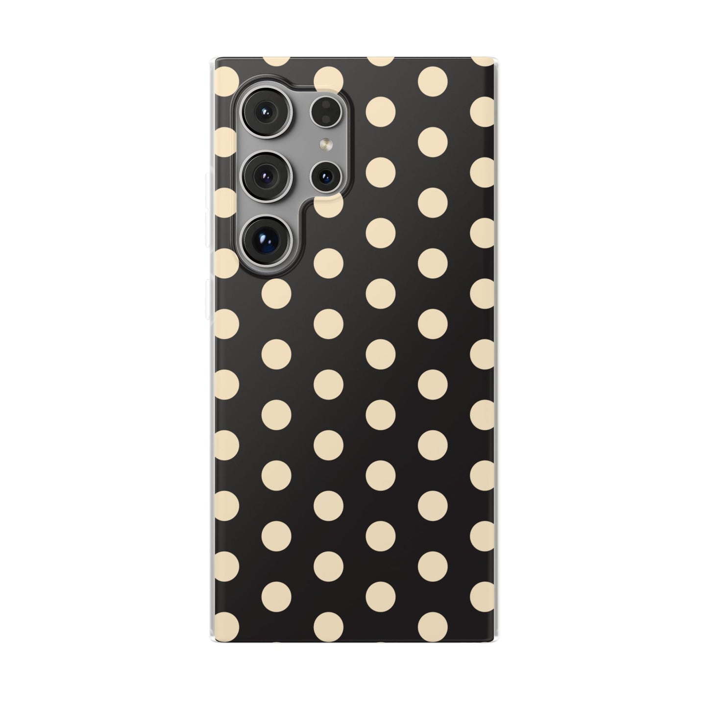 Black & Cream Retro Polka Dot Flexi Case for Apple iPhone, Samsung Galaxy.