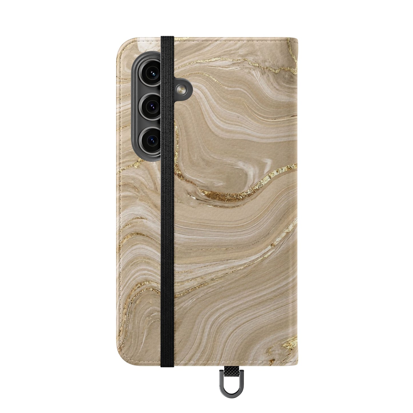 Marble Beige Flip Phone Case – Stylish Wallet Phone Cover with Card Slots