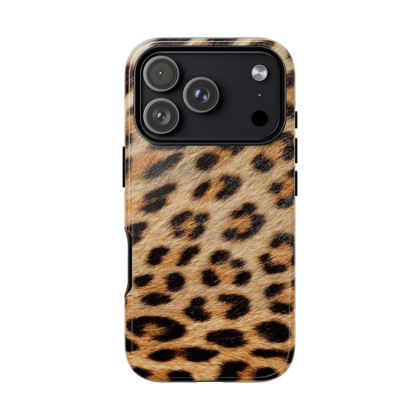 Leopard Print Tough Phone Case — Durable Protective Case with Wild Animal Fur Design