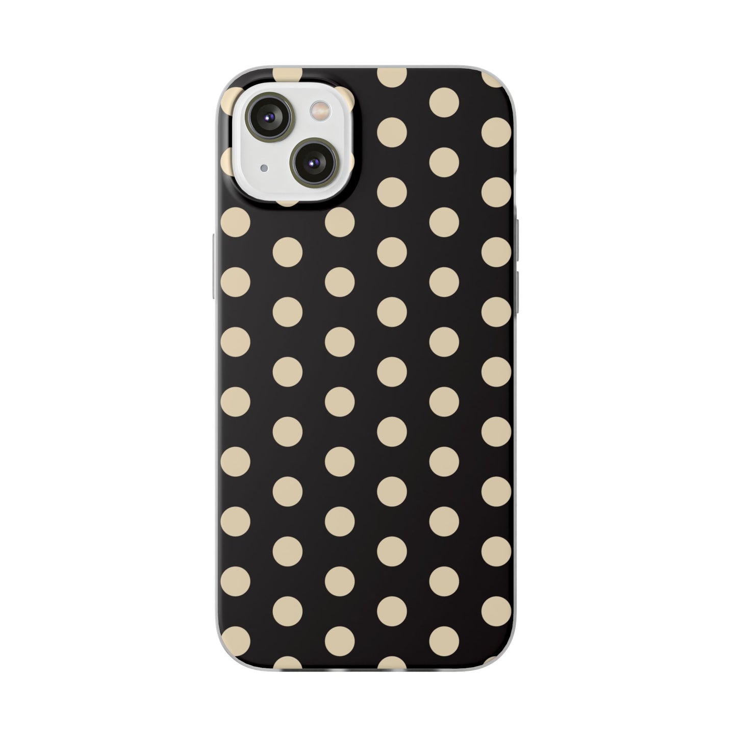 Black & Cream Retro Polka Dot Flexi Case for Apple iPhone, Samsung Galaxy.