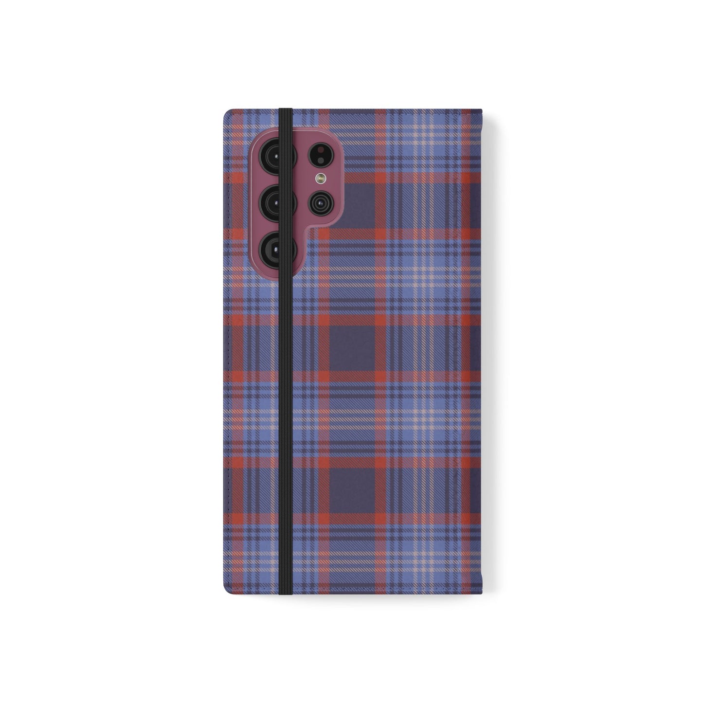 Tartan Flip Phone Case — Red & Purple Plaid Wallet Cover