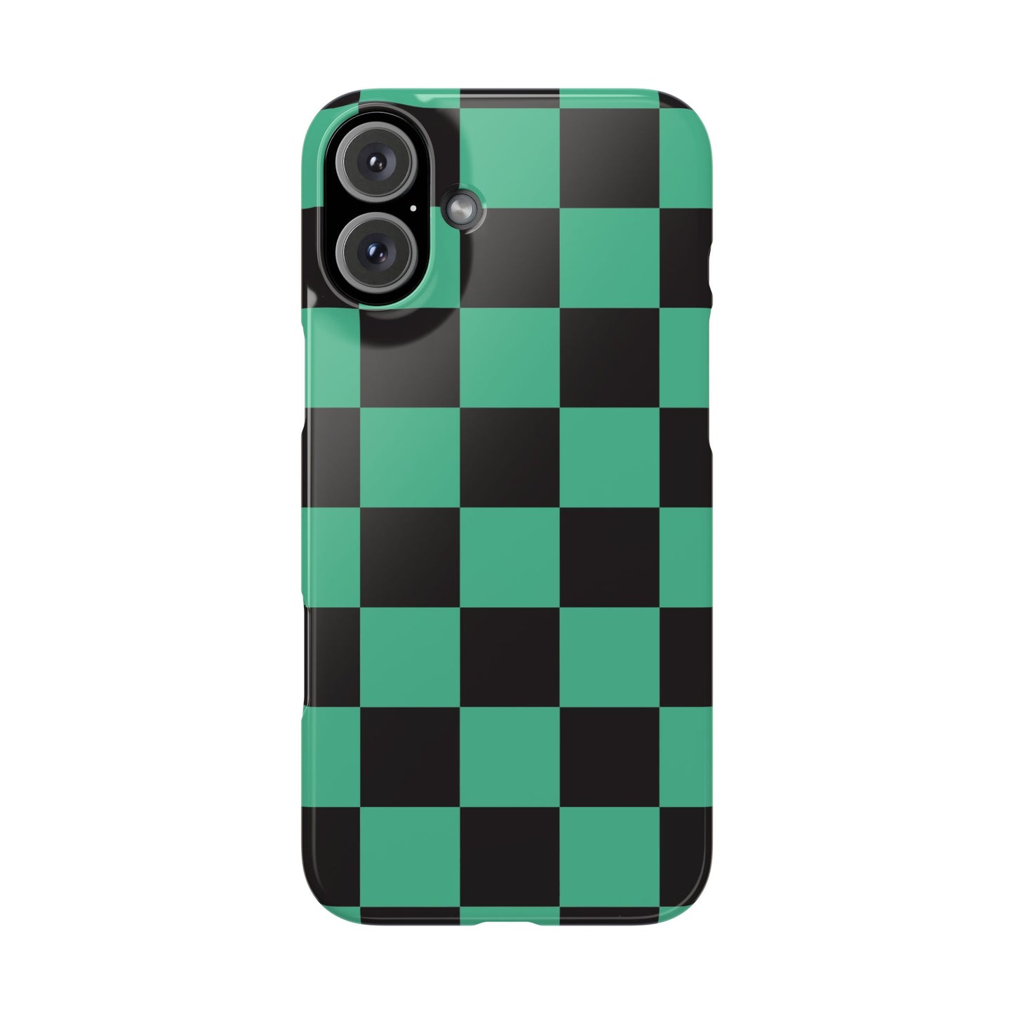 Checkered Teal Snap Case — Black & Teal Phone Cover