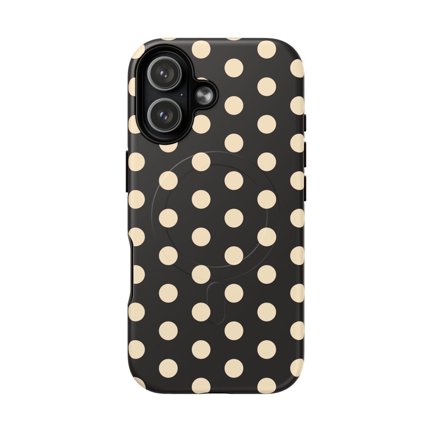 Polka Dot Magnetic Phone Case – Black & Cream Retro Spot Pattern