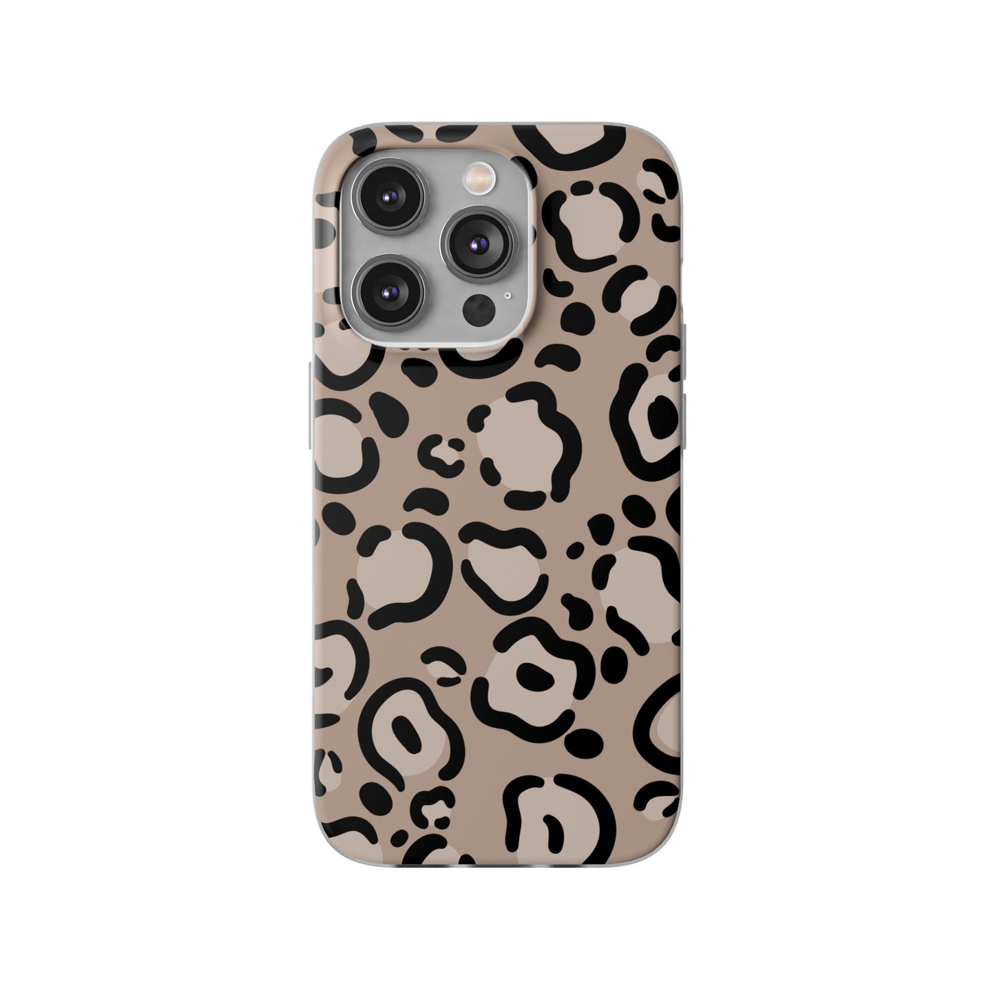 Beige Black Leopard Print Flexi Case for Apple iPhone and Samsung Galaxy.