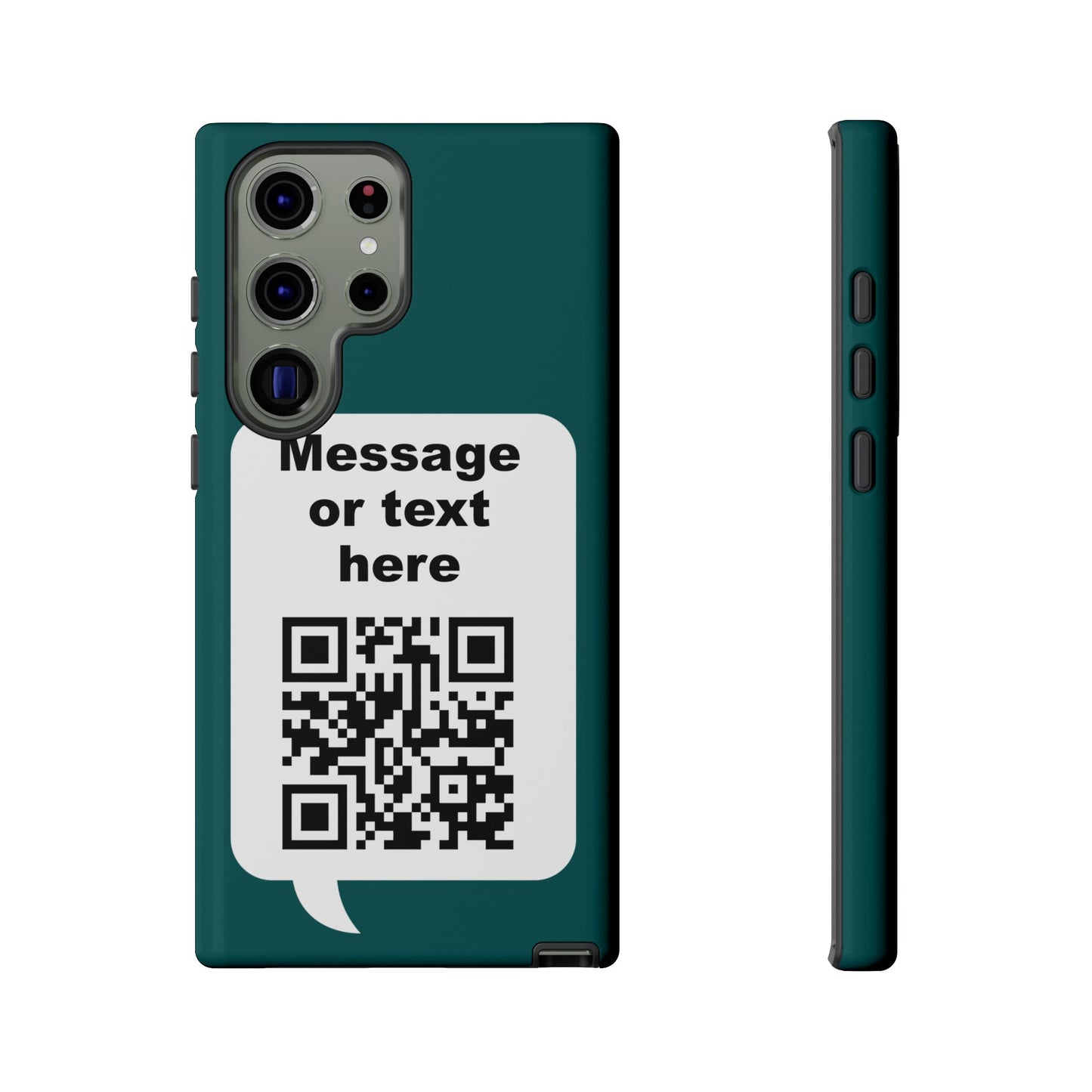 Custom QR Code Tough Phone Case — "Custom text" Contact Case