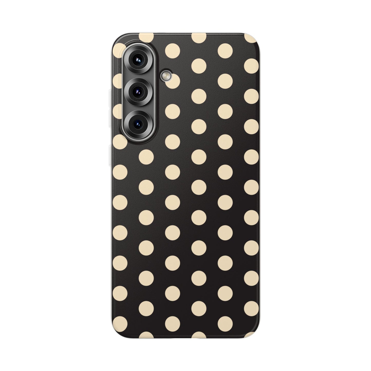 Black & Cream Retro Polka Dot Flexi Case for Apple iPhone, Samsung Galaxy.