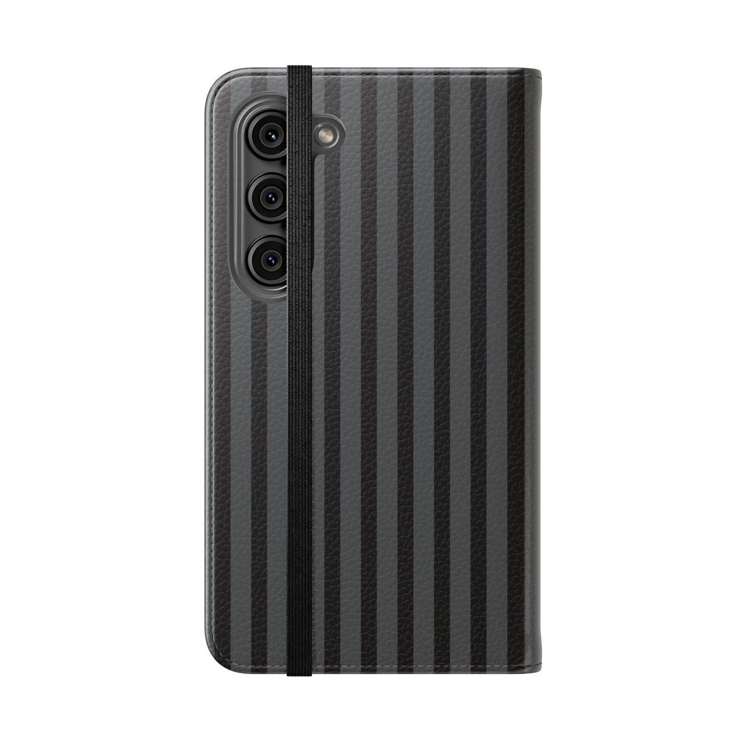 Striped Gray Flip Phone Case — Wallet Flip Case with Card Slots