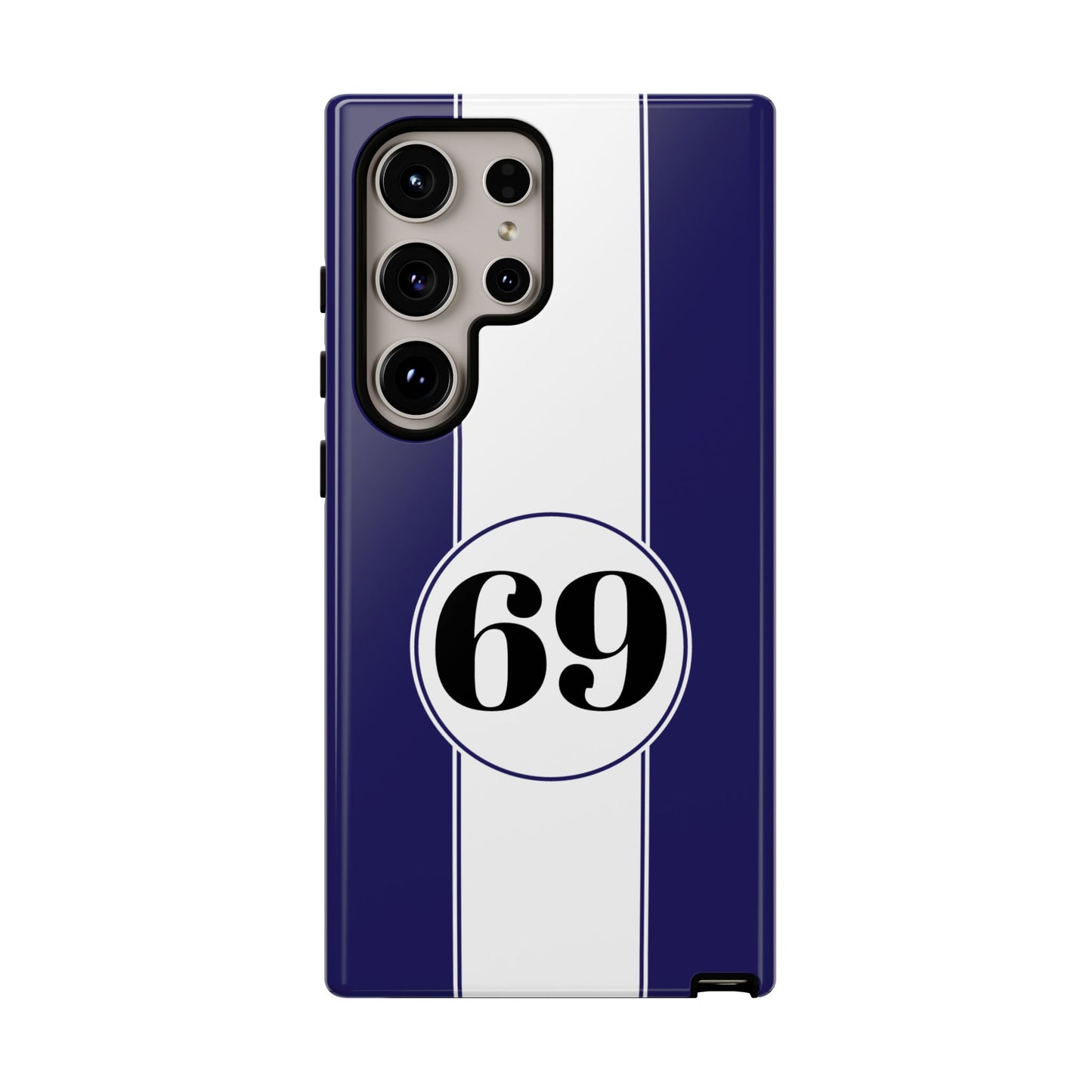 Custom Number Racing Stripe Tough Phone Case for Apple iPhone, Samsung Galaxy and Google Pixel.