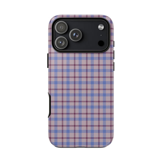 Plaid Tough Phone Case — Purple Blue Checkered Protective Cover