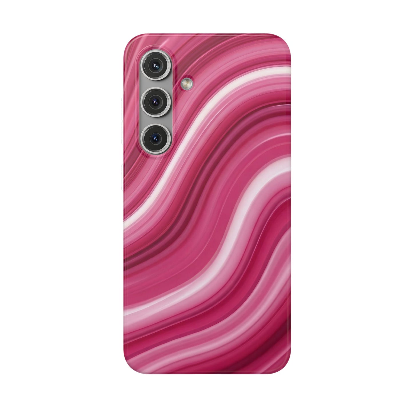 Pink Marble Wave Phone Case — Abstract Swirl Flexi Case for Apple iPhone, Samsung Galaxy.