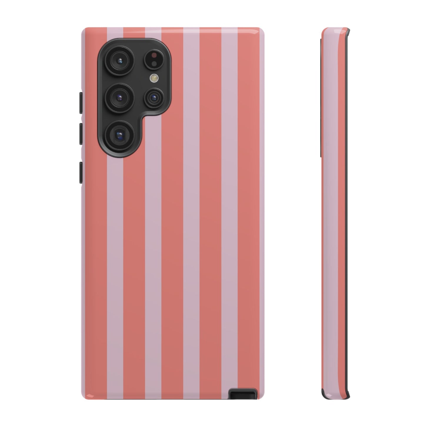 Pink Striped Tough Phone Case — Durable Protective Cover