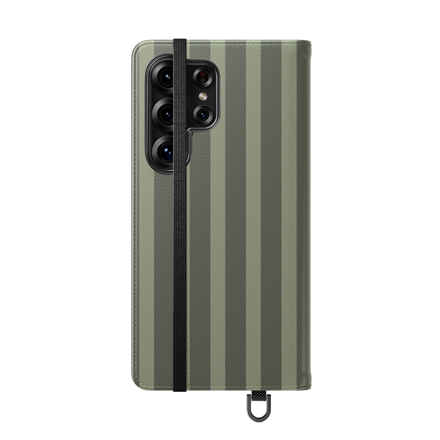 Olive Vertical Stripe Flip Phone Case — Wallet Cover with Card Slots