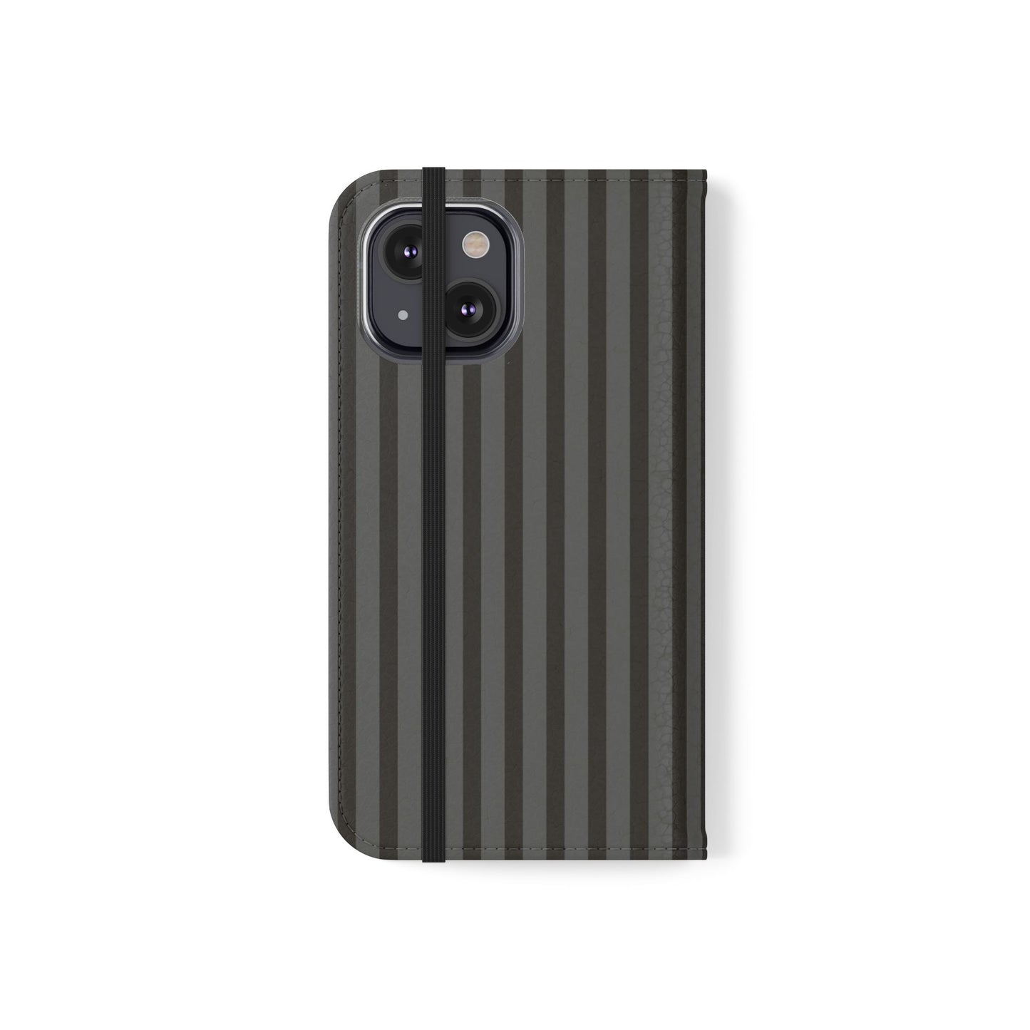 Striped Gray Flip Phone Case — Wallet Flip Case with Card Slots