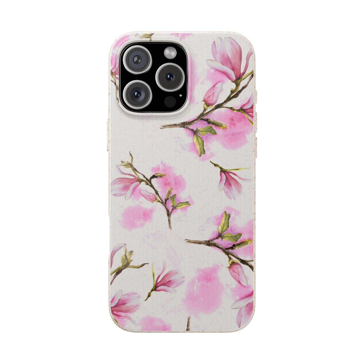 Biodegradable Phone Case — Pink Magnolia Floral Eco Phone Cover for Apple iPhone and Samsung Galaxy.