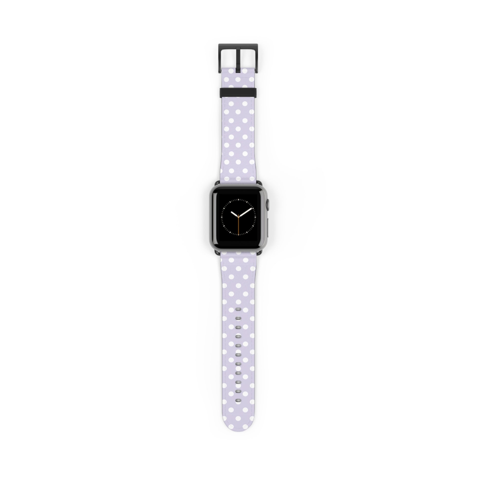 apple watch band in lavender polka dot faux leather, cute watch band for women, pastel spring accessory