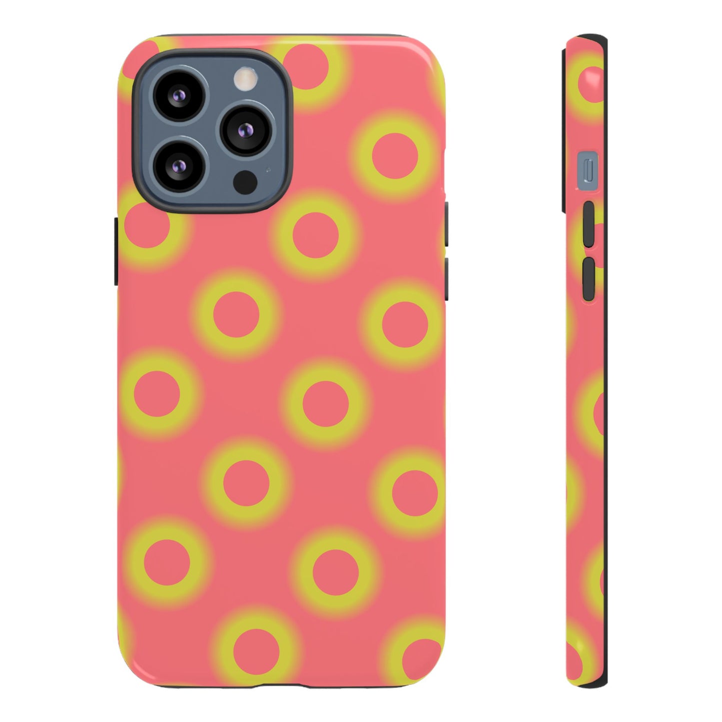 Neon Polka Dot Phone Case — Retro Pink & Lime Protective Cover