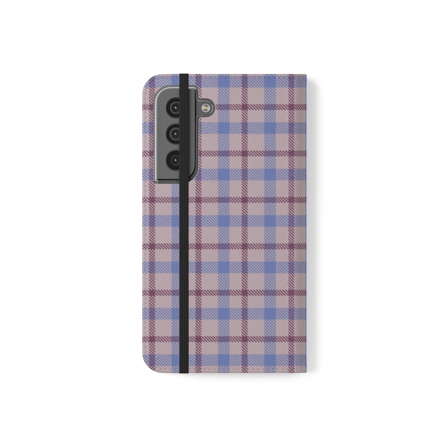 Tartan Flip Phone Case — Blue & Purple Plaid Wallet Cover